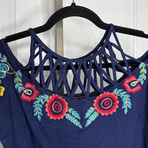 Boston Proper Strappy Floral Embroidered Top - Picture 3 of 6